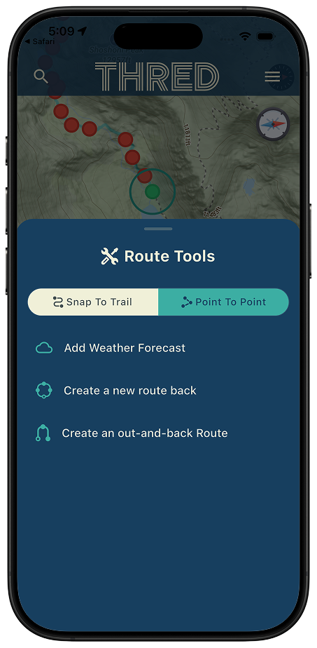 Trail snapping on Thred map