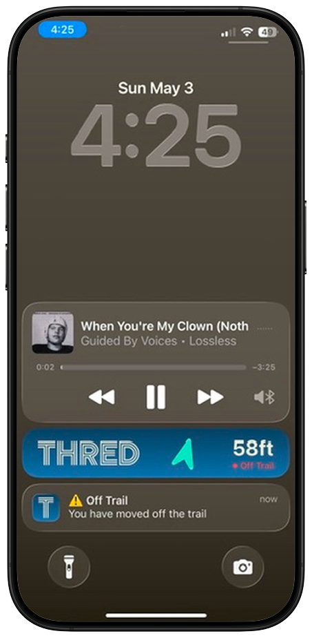 Live route recording on iOS in Thred