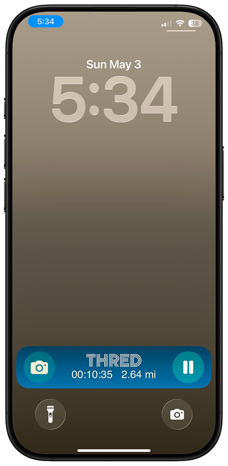 Real-time GPS stats on iOS Lock Screen in Thred