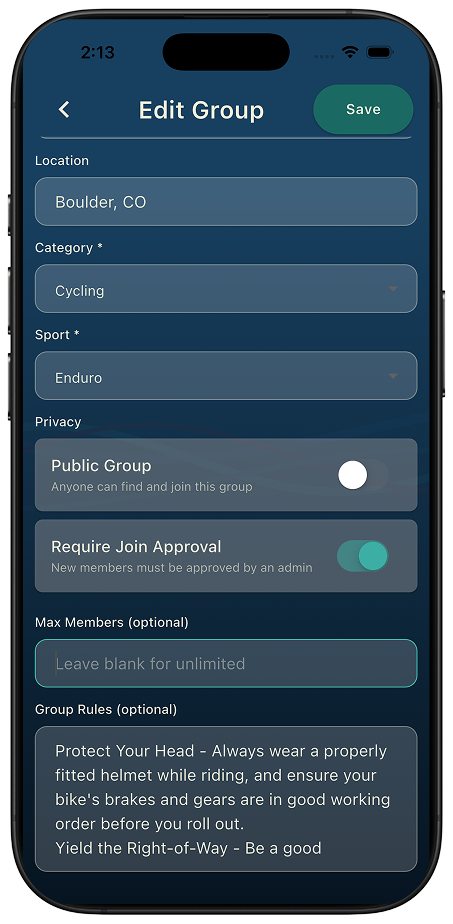 Thred group join-request approval queue showing pending requests an organizer can approve or decline