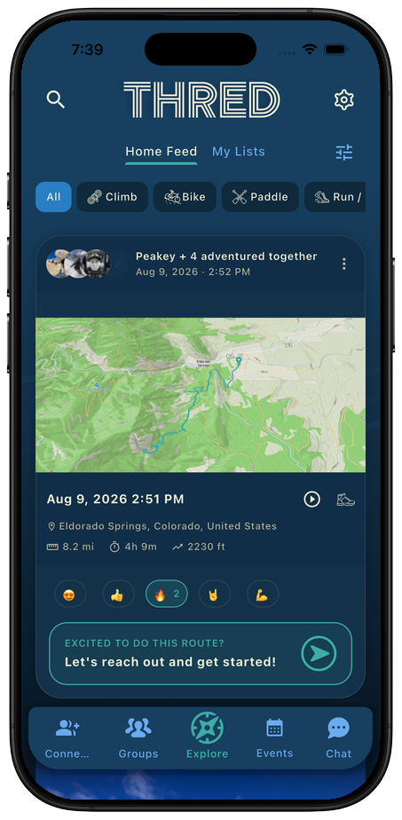Thred app activity feed showing the Spring 2026 beta release